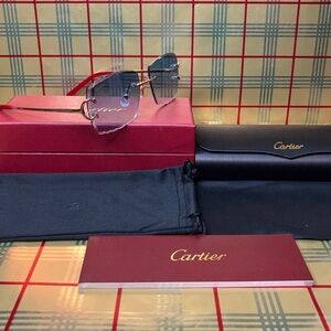 Cartier Big C Unisex Rimless Sunglasses
